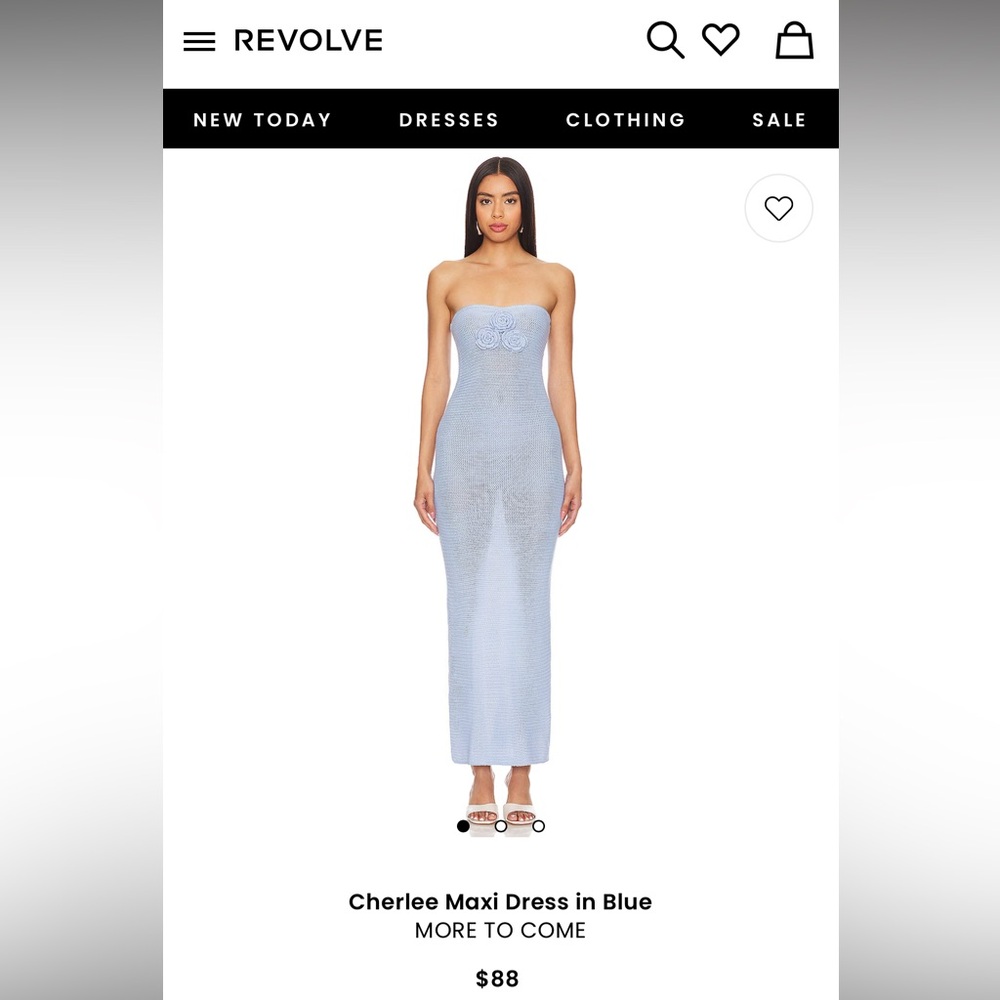 Cherlee Strapless Light Blue Crochet Maxi Dress